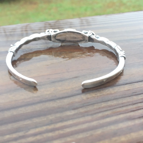 Lion Cuff Bracelet .925 Sterling Silver w/ genuine Black Onyx gem made in USA - Picture 6 of 8